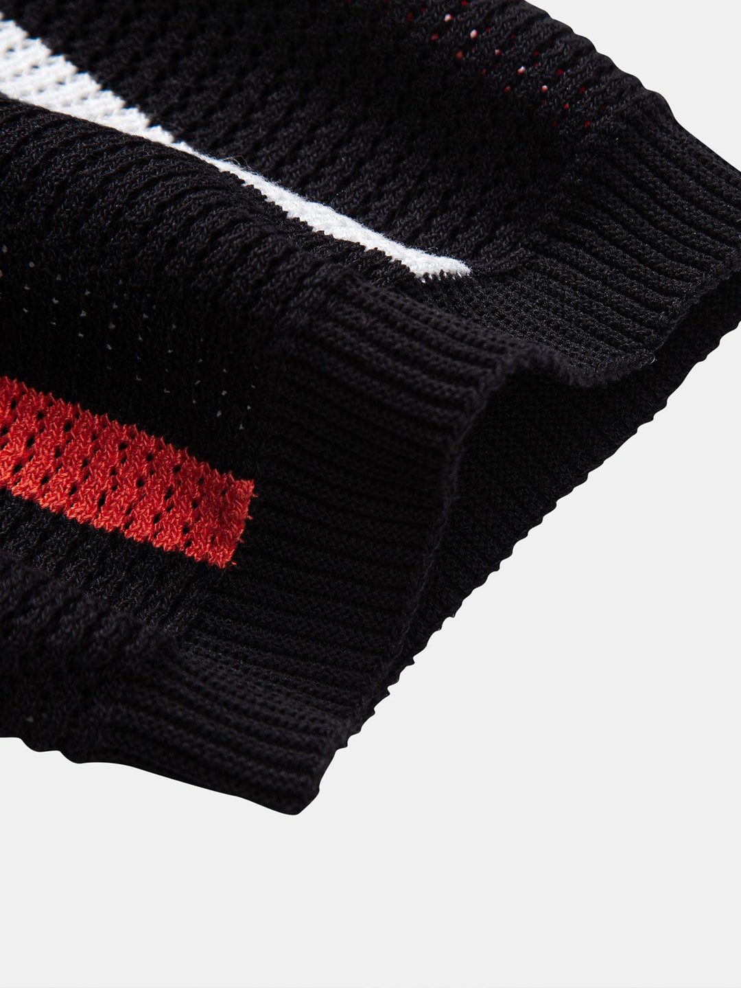 Gestreept Gebreid Zip Up Polo Shirt
