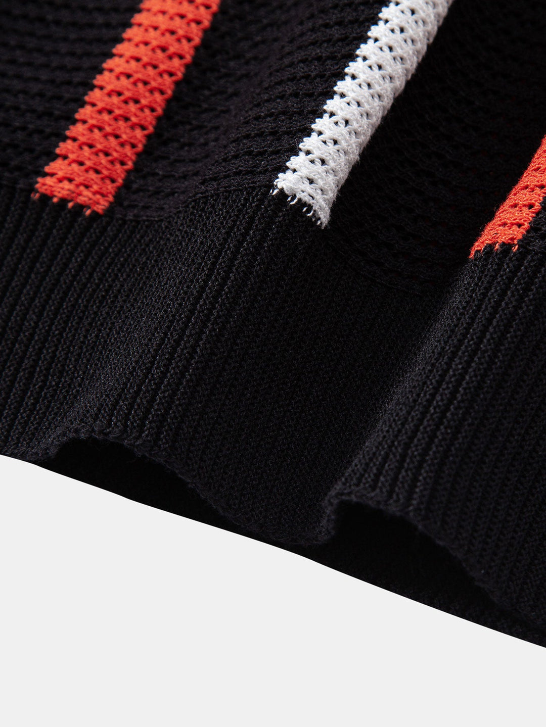 Gestreept Gebreid Zip Up Polo Shirt