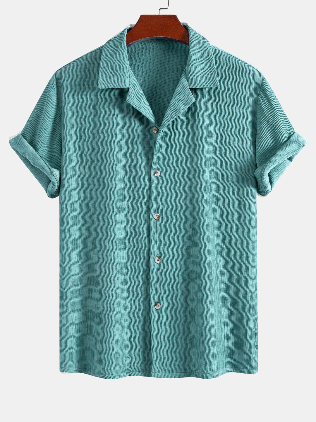 Textured Seersucker Short Sleeve Shirt & Drawstring Shorts Set
