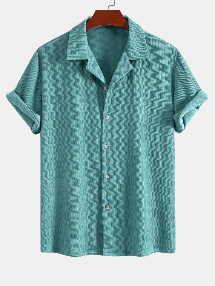 Textured Seersucker Short Sleeve Shirt & Drawstring Shorts Set