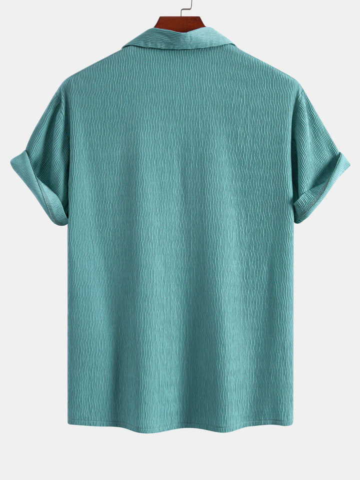 Textured Seersucker Short Sleeve Shirt & Drawstring Shorts Set