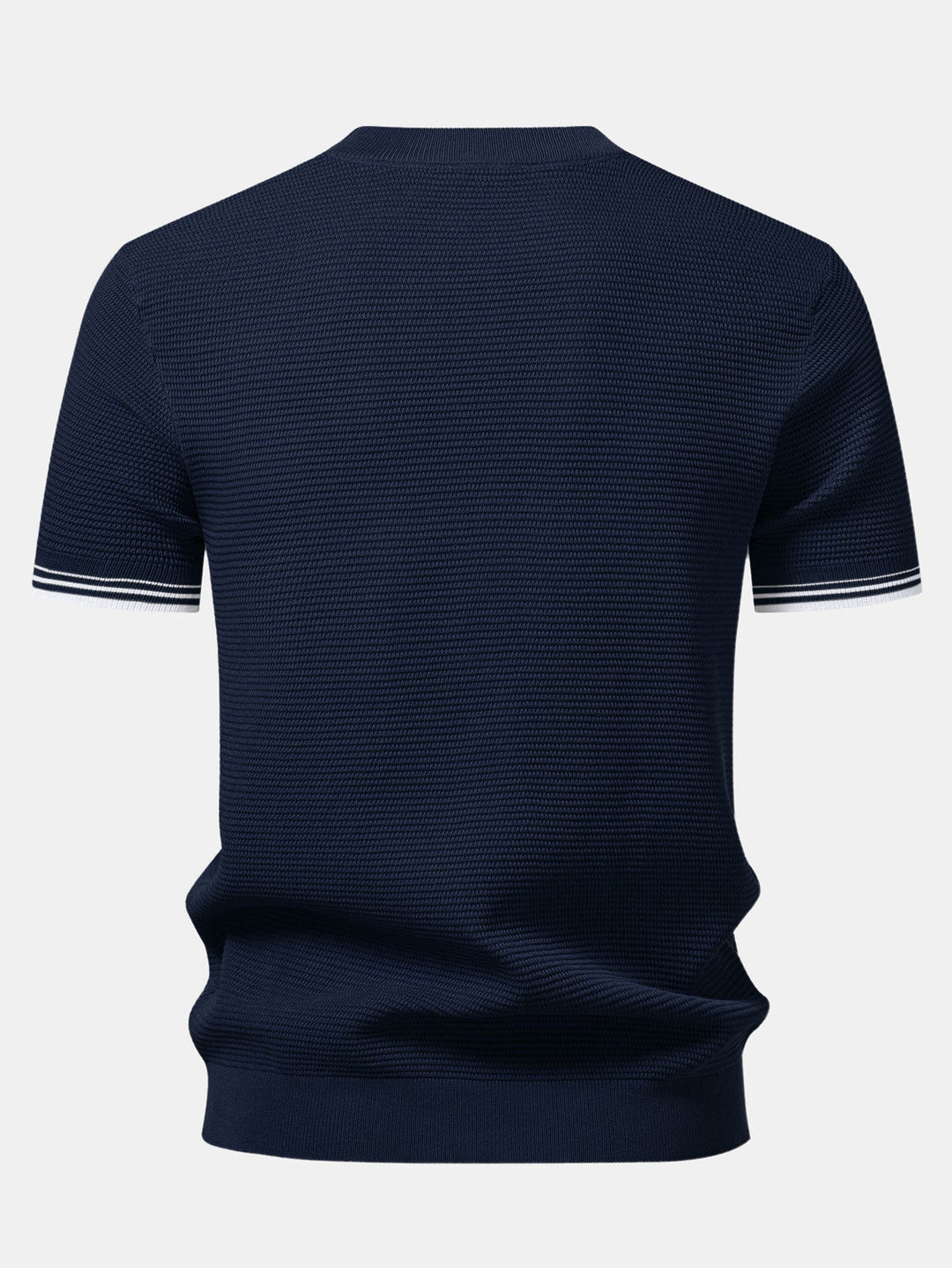 Contrast Stripe Trim Ribbed Knit T-Shirt