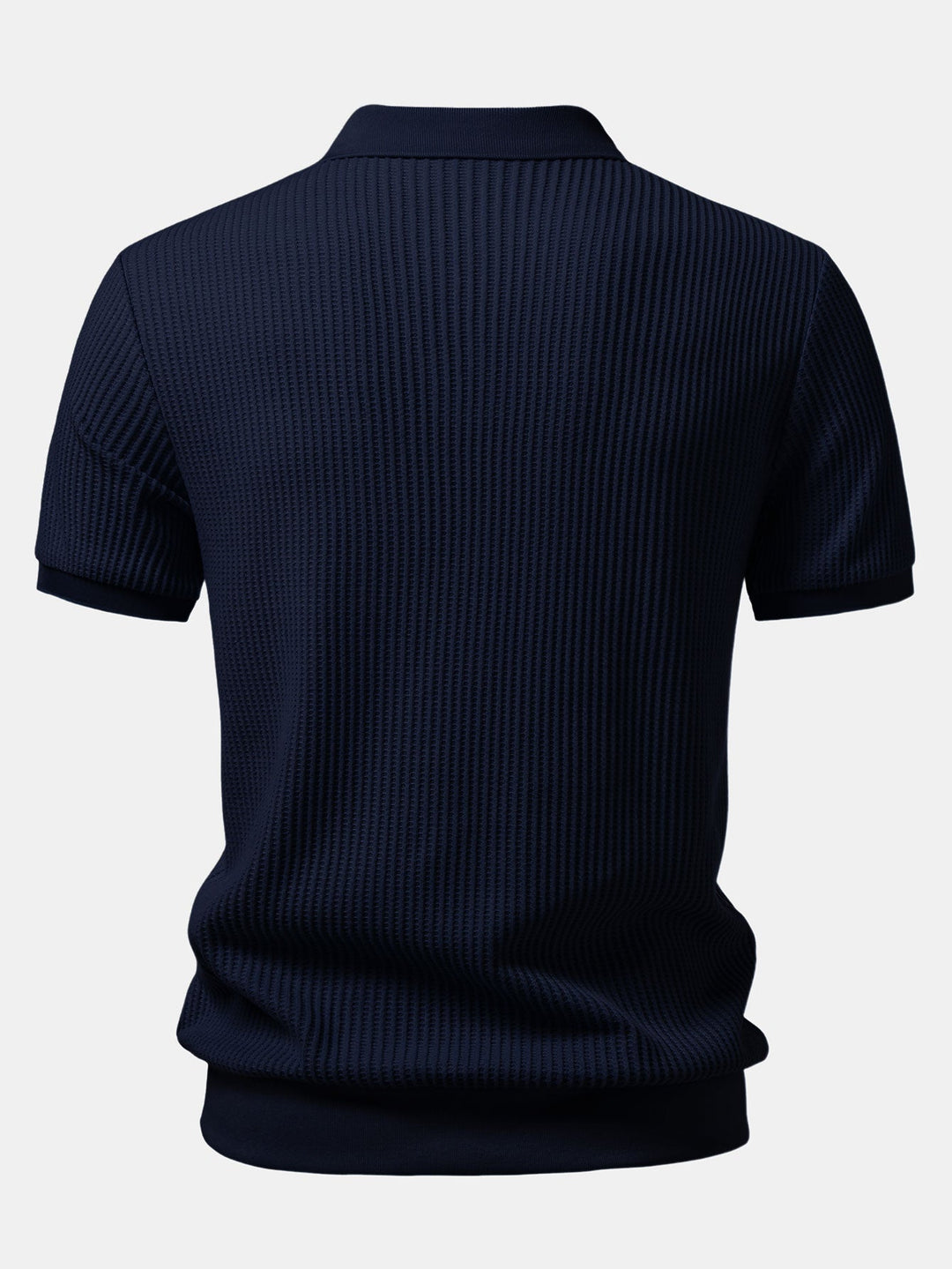 Waffle Johnny Collar Polo With Pocket & Drawstring Knitted Waffle Shorts