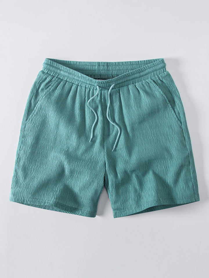 Textured Seersucker Short Sleeve Shirt & Drawstring Shorts Set