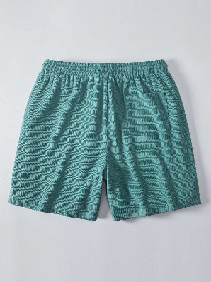 Textured Seersucker Short Sleeve Shirt & Drawstring Shorts Set