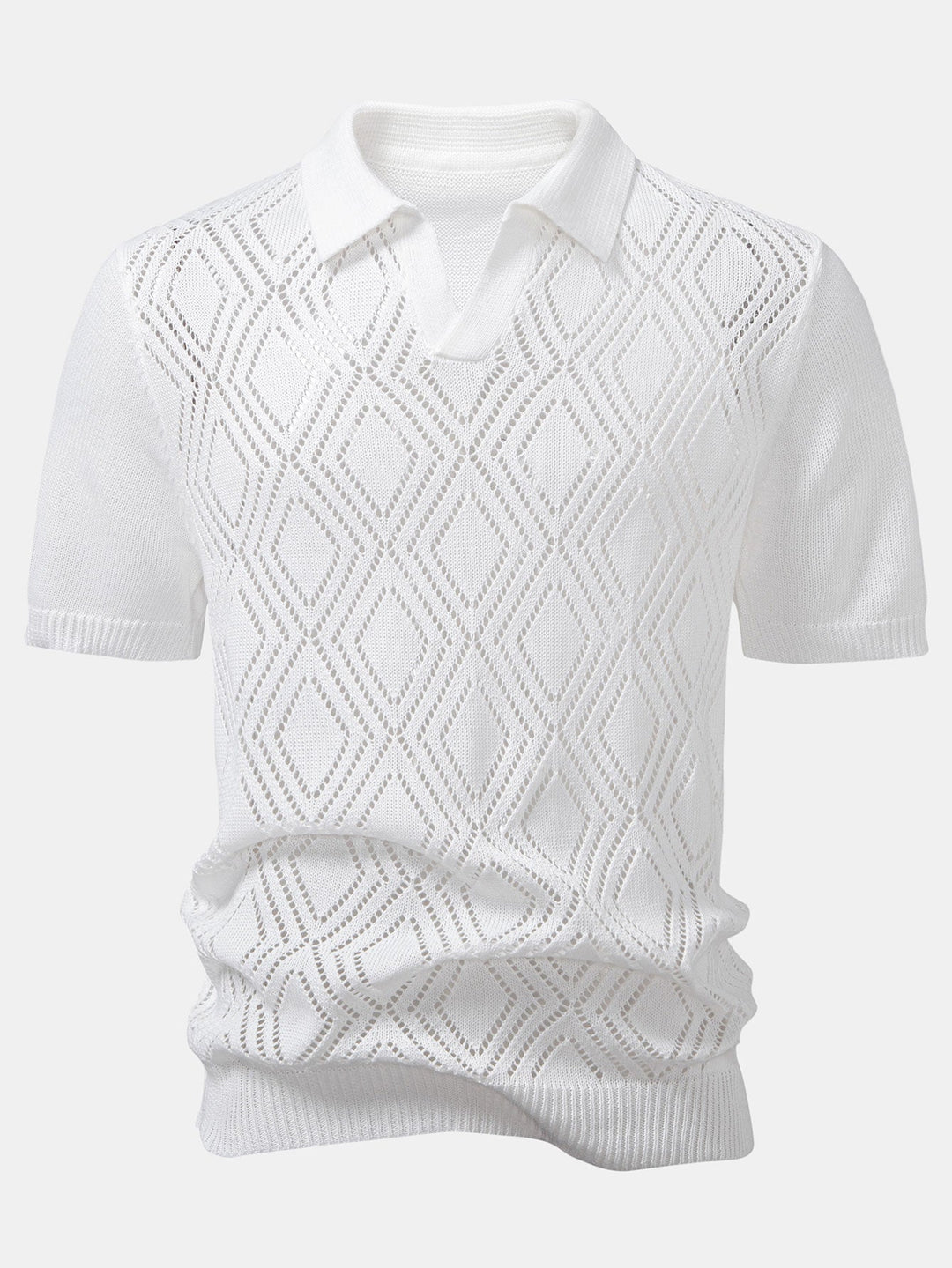 Geometrisch gehaakt V-hals Polo shirt