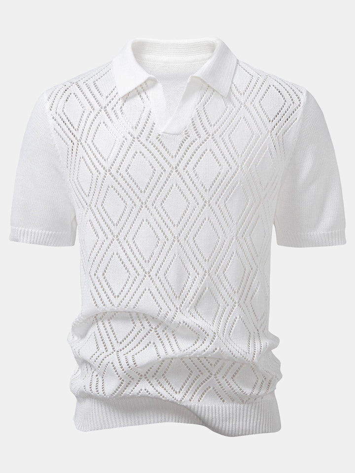 Geometrisch gehaakt V-hals Polo shirt