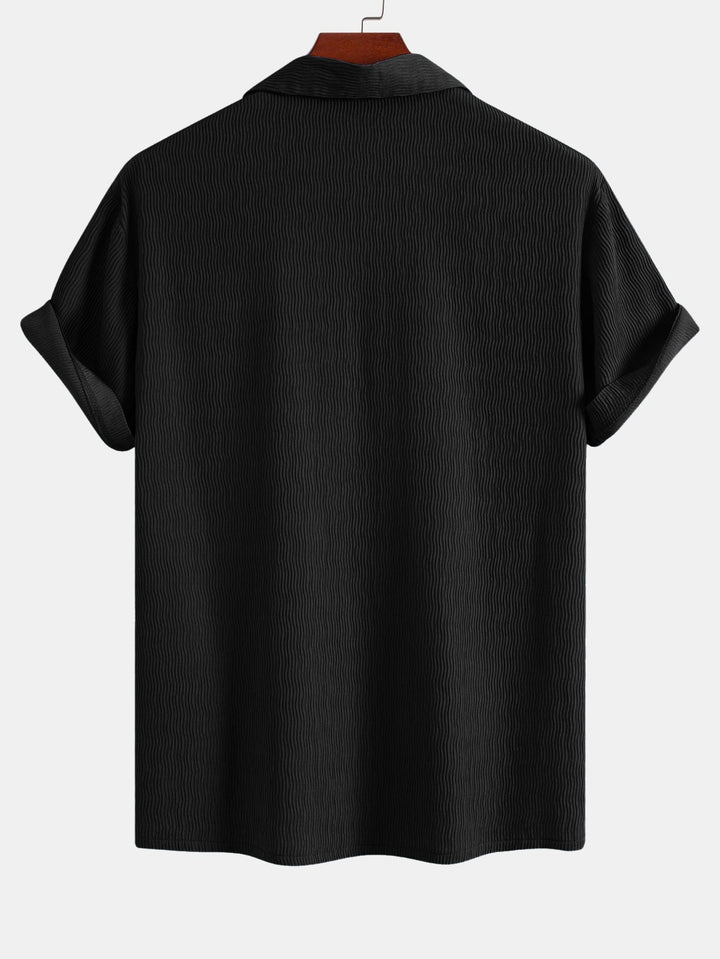 Textured Seersucker Short Sleeve Shirt & Drawstring Shorts Set