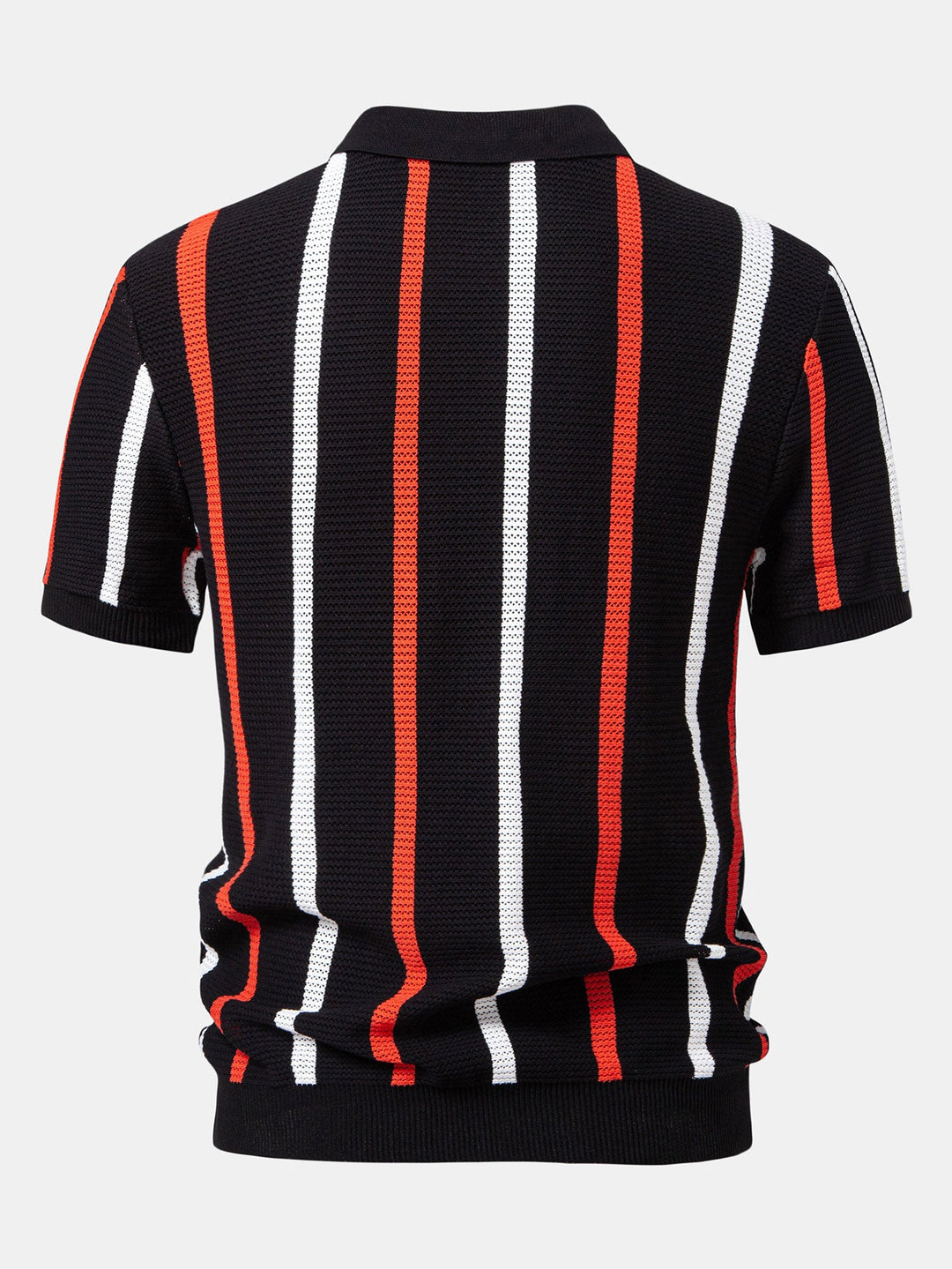Gestreept Gebreid Zip Up Polo Shirt