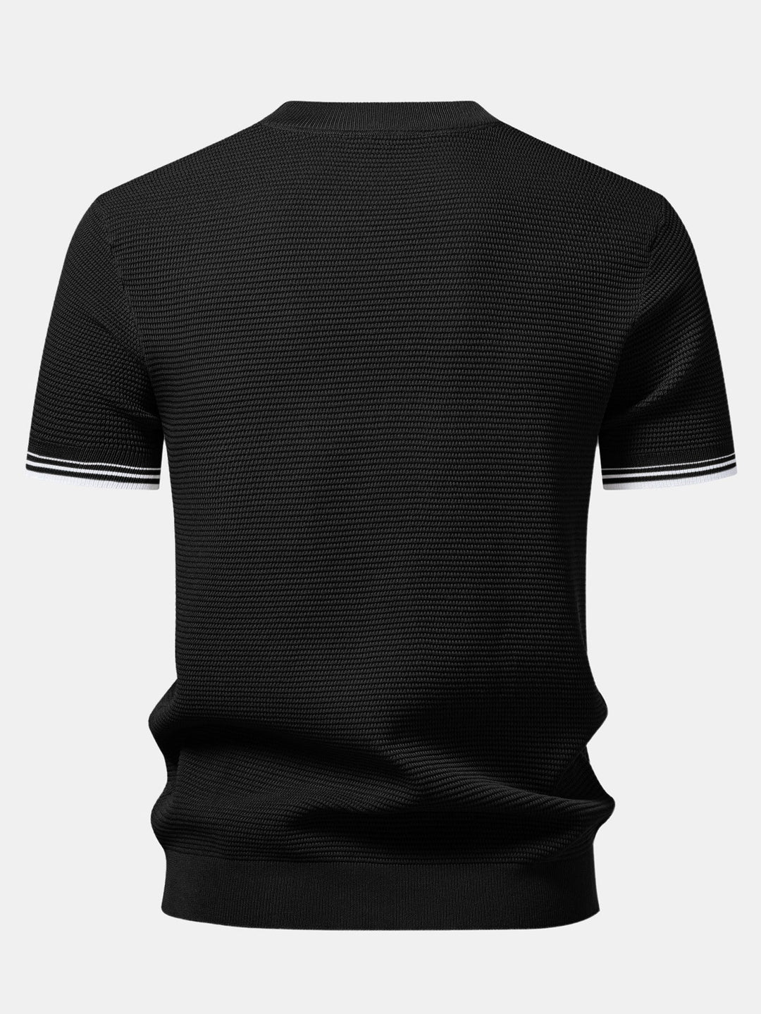 Contrast Stripe Trim Ribbed Knit T-Shirt