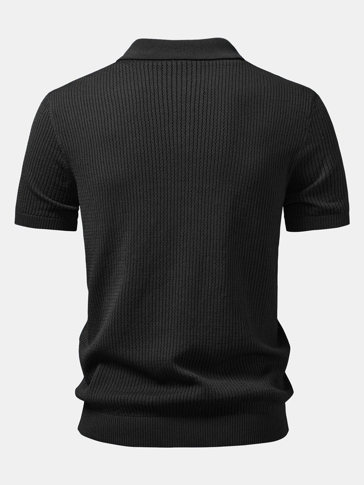 Gestructureerd gehaakt gebreid Polo shirt