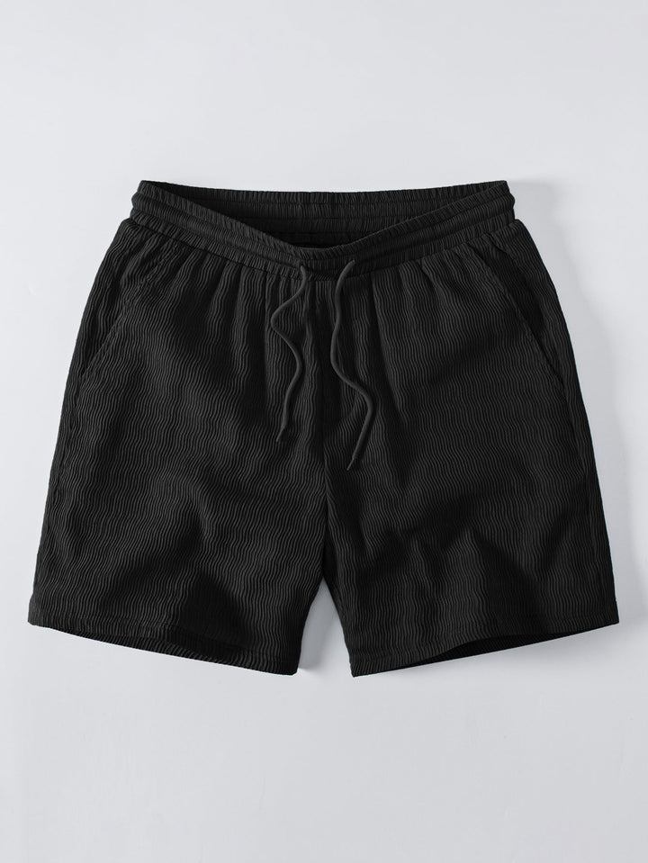 Textured Seersucker Short Sleeve Shirt & Drawstring Shorts Set