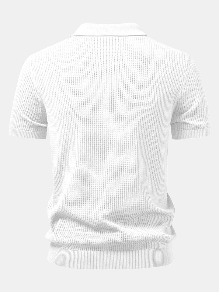 Gestructureerd gehaakt gebreid Polo shirt