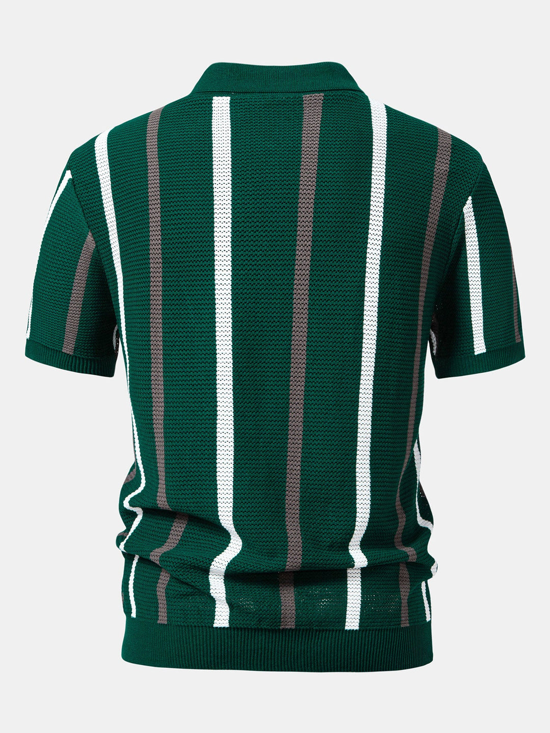 Gestreept Gebreid Zip Up Polo Shirt