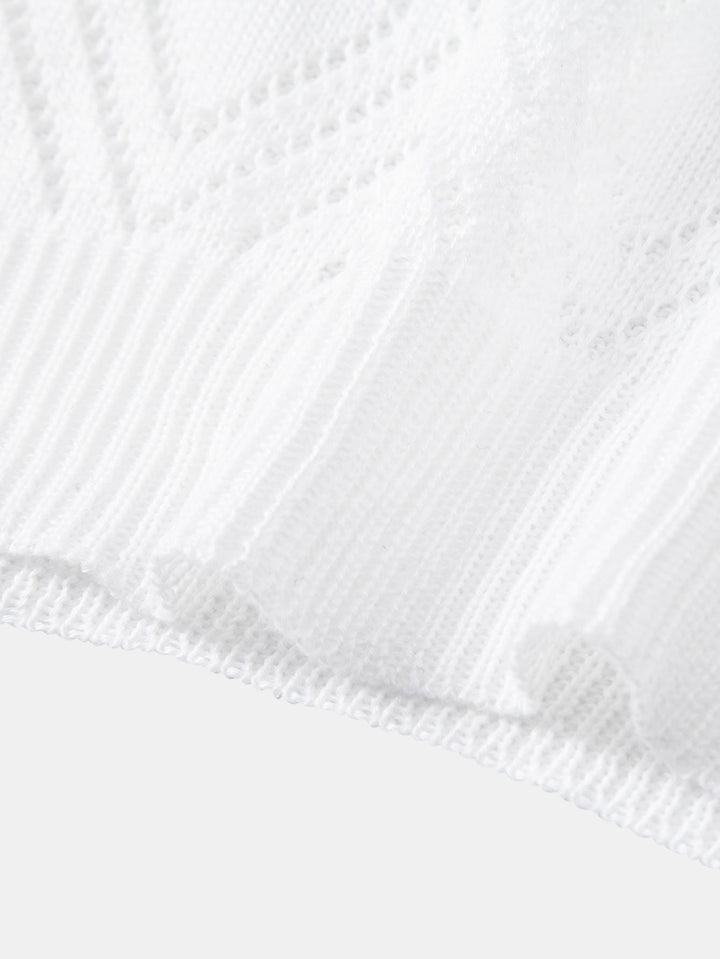 Geometrisch gehaakt V-hals Polo shirt
