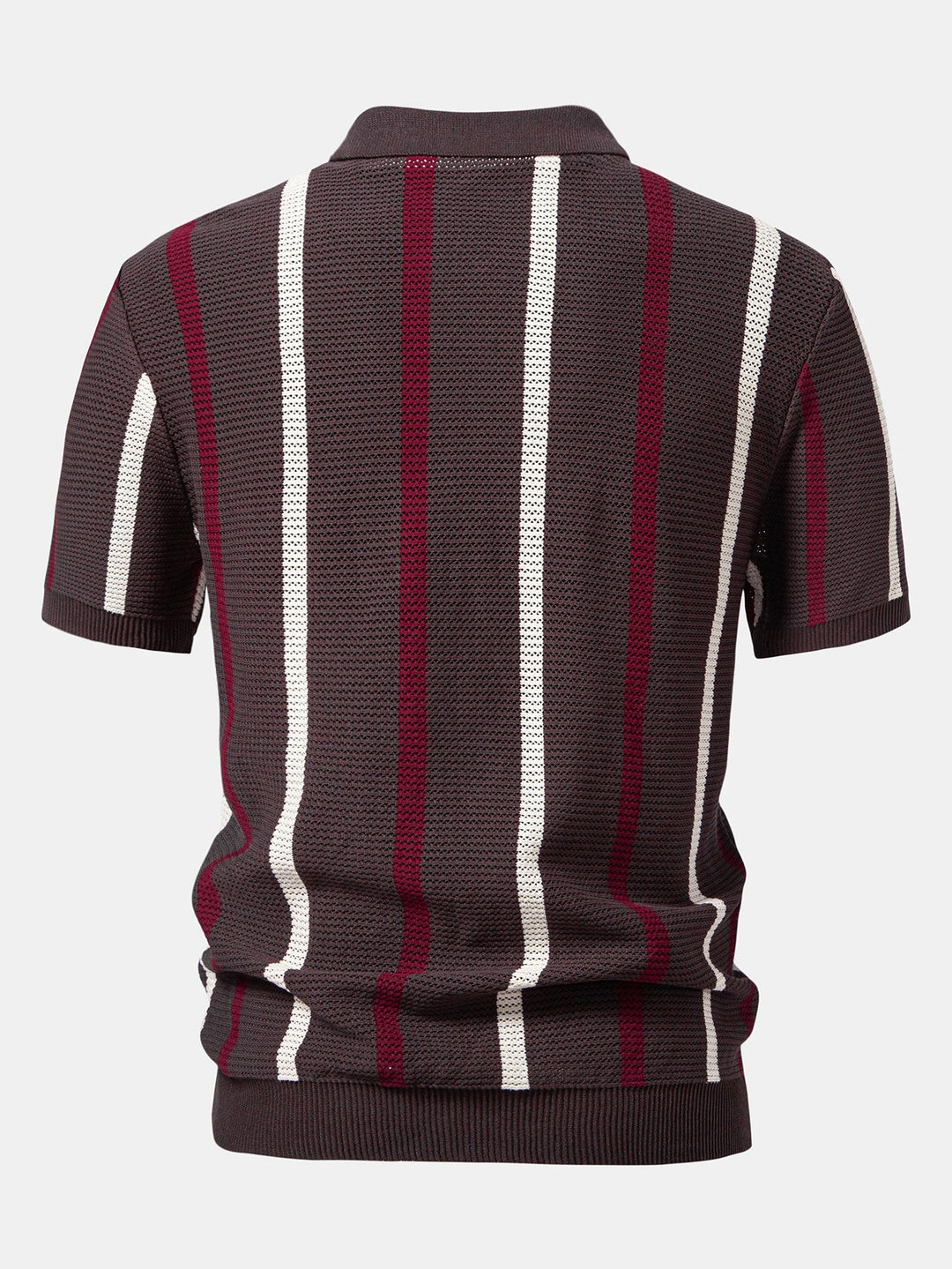 Gestreept Gebreid Zip Up Polo Shirt