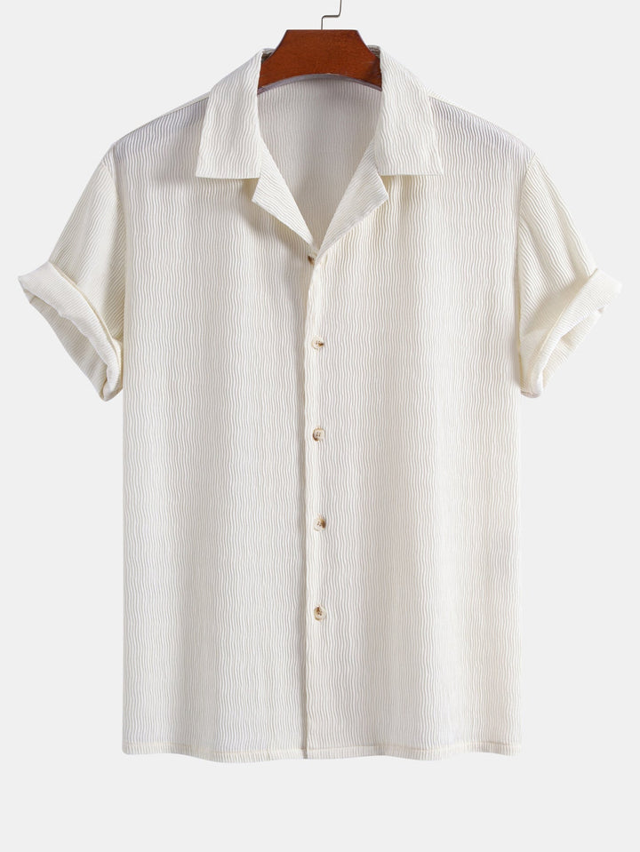 Textured Seersucker Short Sleeve Shirt & Drawstring Shorts Set