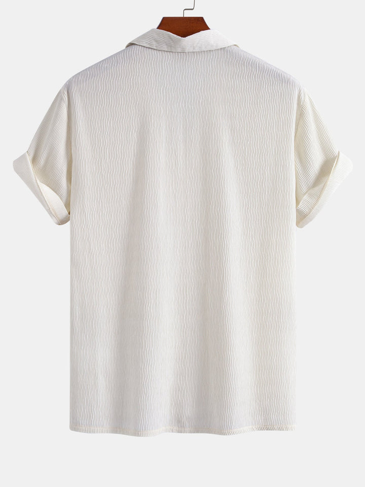 Textured Seersucker Short Sleeve Shirt & Drawstring Shorts Set