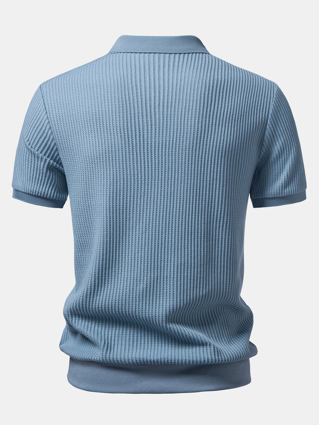 Waffle Johnny Collar Polo With Pocket & Drawstring Knitted Waffle Shorts
