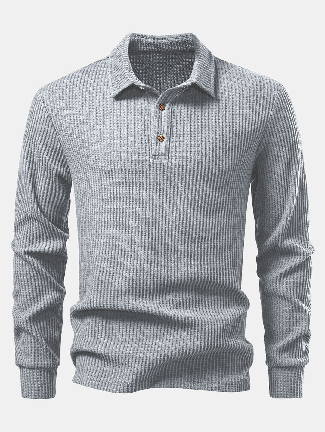 Lange mouwen gebreide wafel Polo shirt