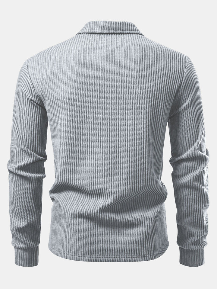 Lange mouwen gebreide wafel Polo shirt
