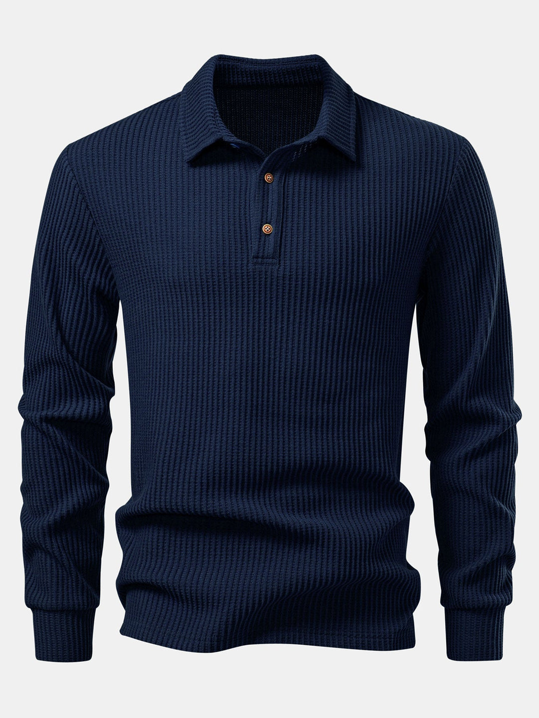 Lange mouwen gebreide wafel Polo shirt