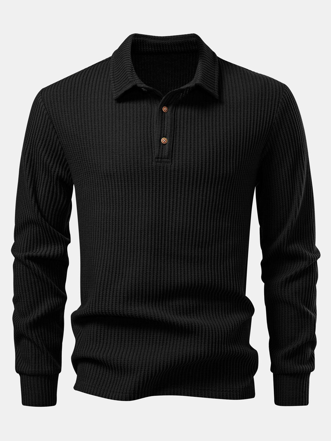 Lange mouwen gebreide wafel Polo shirt