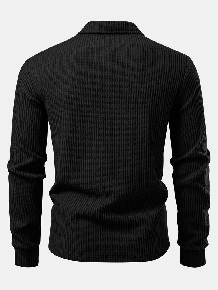 Lange mouwen gebreide wafel Polo shirt