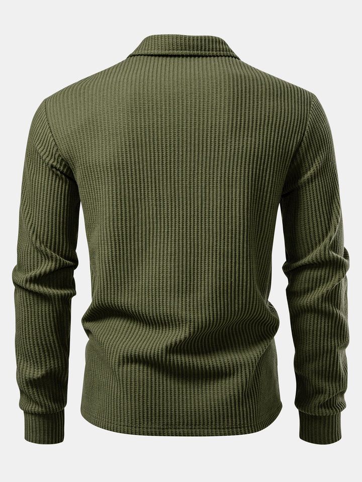 Lange mouwen gebreide wafel Polo shirt