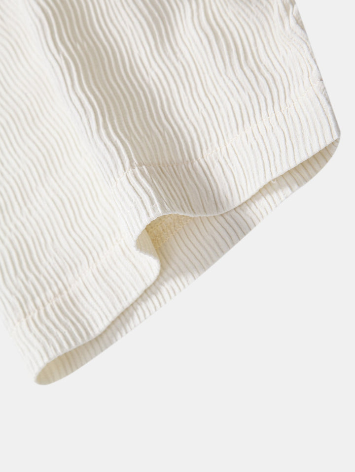 Textured Seersucker Short Sleeve Shirt & Drawstring Shorts Set