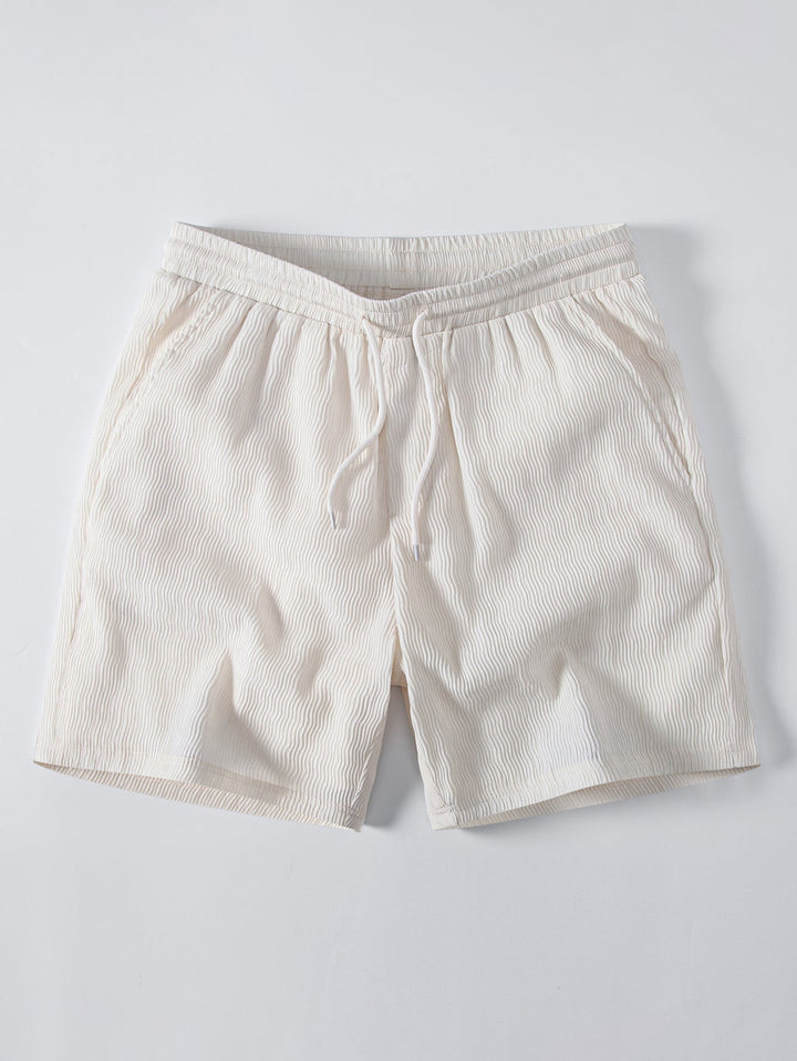 Textured Seersucker Short Sleeve Shirt & Drawstring Shorts Set