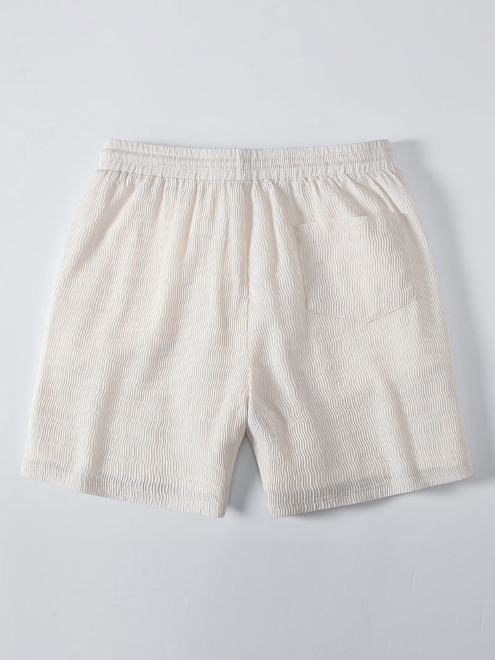 Textured Seersucker Short Sleeve Shirt & Drawstring Shorts Set