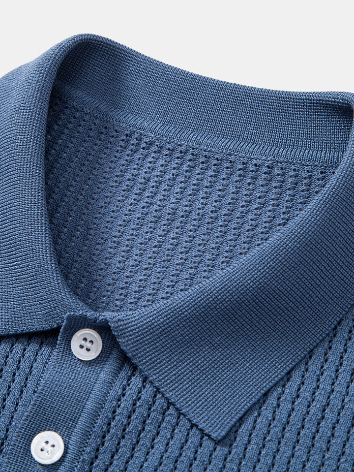 Gestructureerd gehaakt gebreid Polo shirt