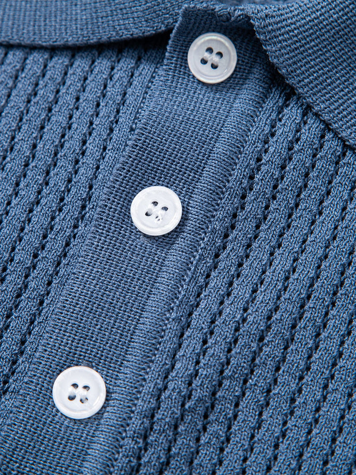 Gestructureerd gehaakt gebreid Polo shirt