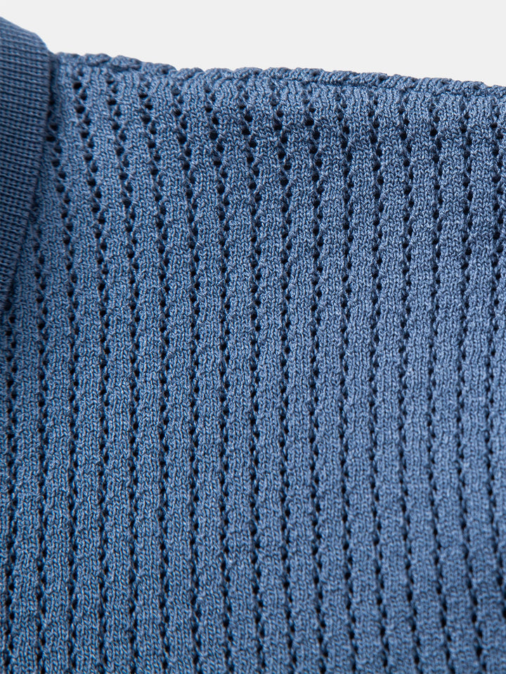 Gestructureerd gehaakt gebreid Polo shirt