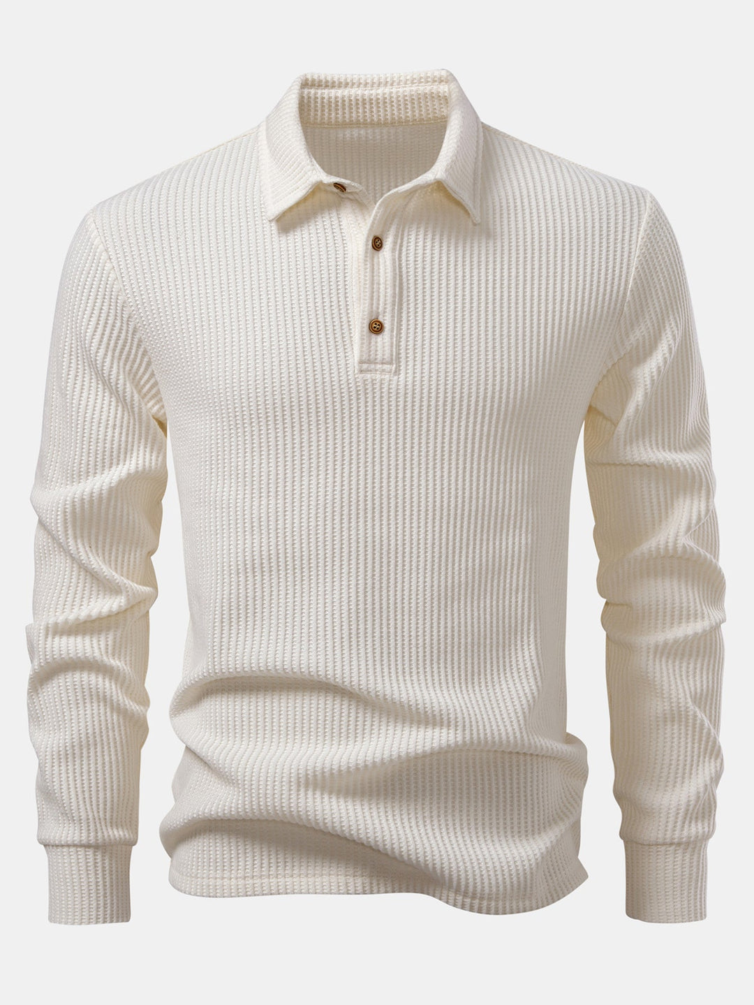 Lange mouwen gebreide wafel Polo shirt