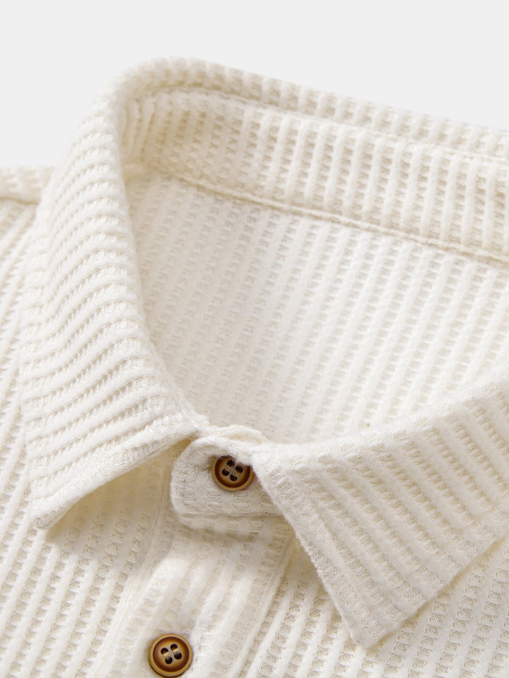 Lange mouwen gebreide wafel Polo shirt