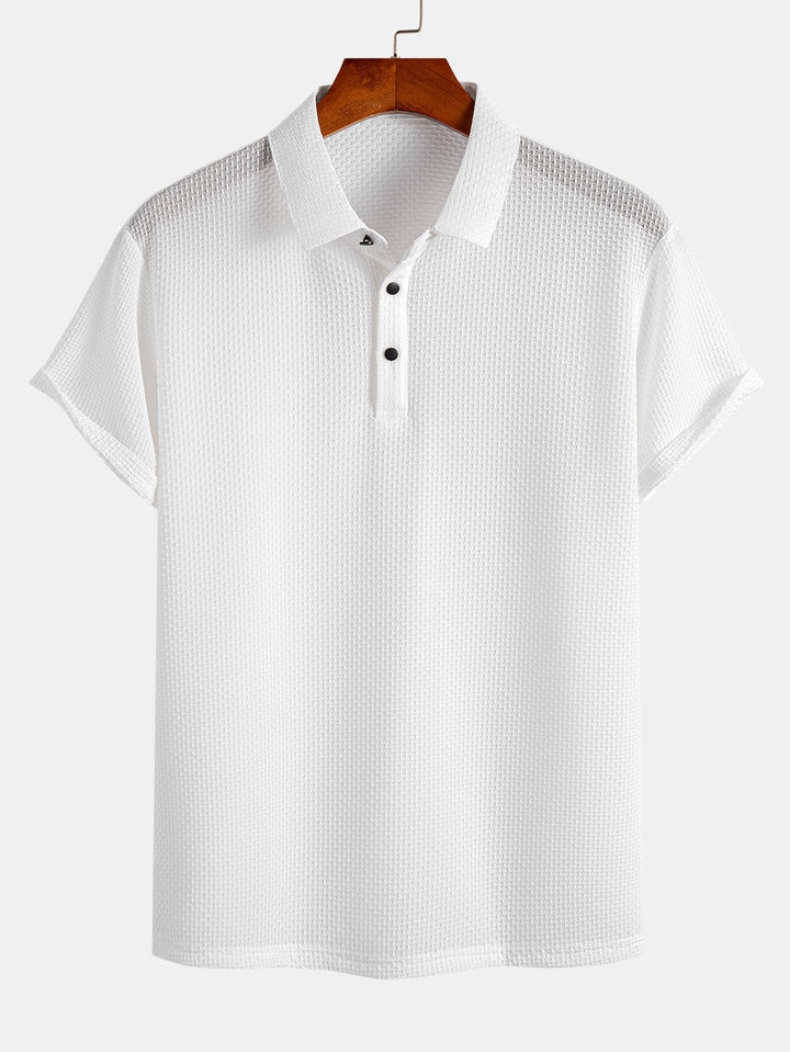 Textured Polo Shirt with Short Sleeves