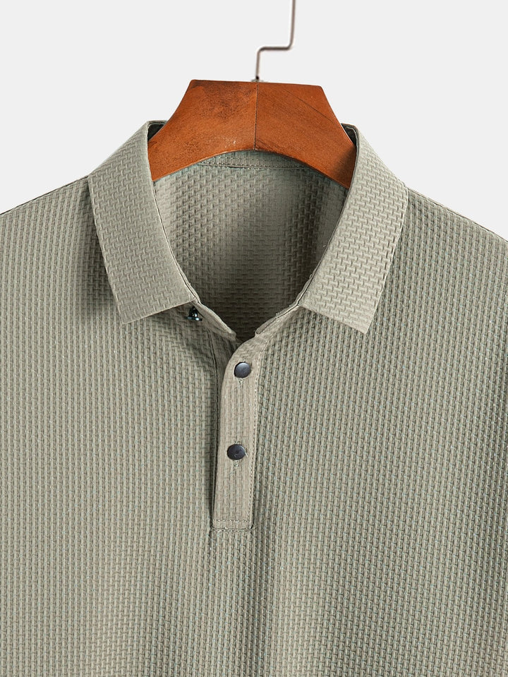 Textured Polo Shirt with Short Sleeves