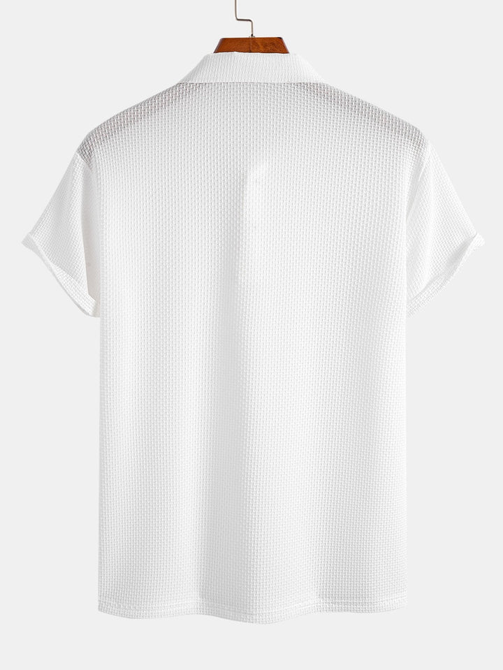 Textured Polo Shirt with Short Sleeves