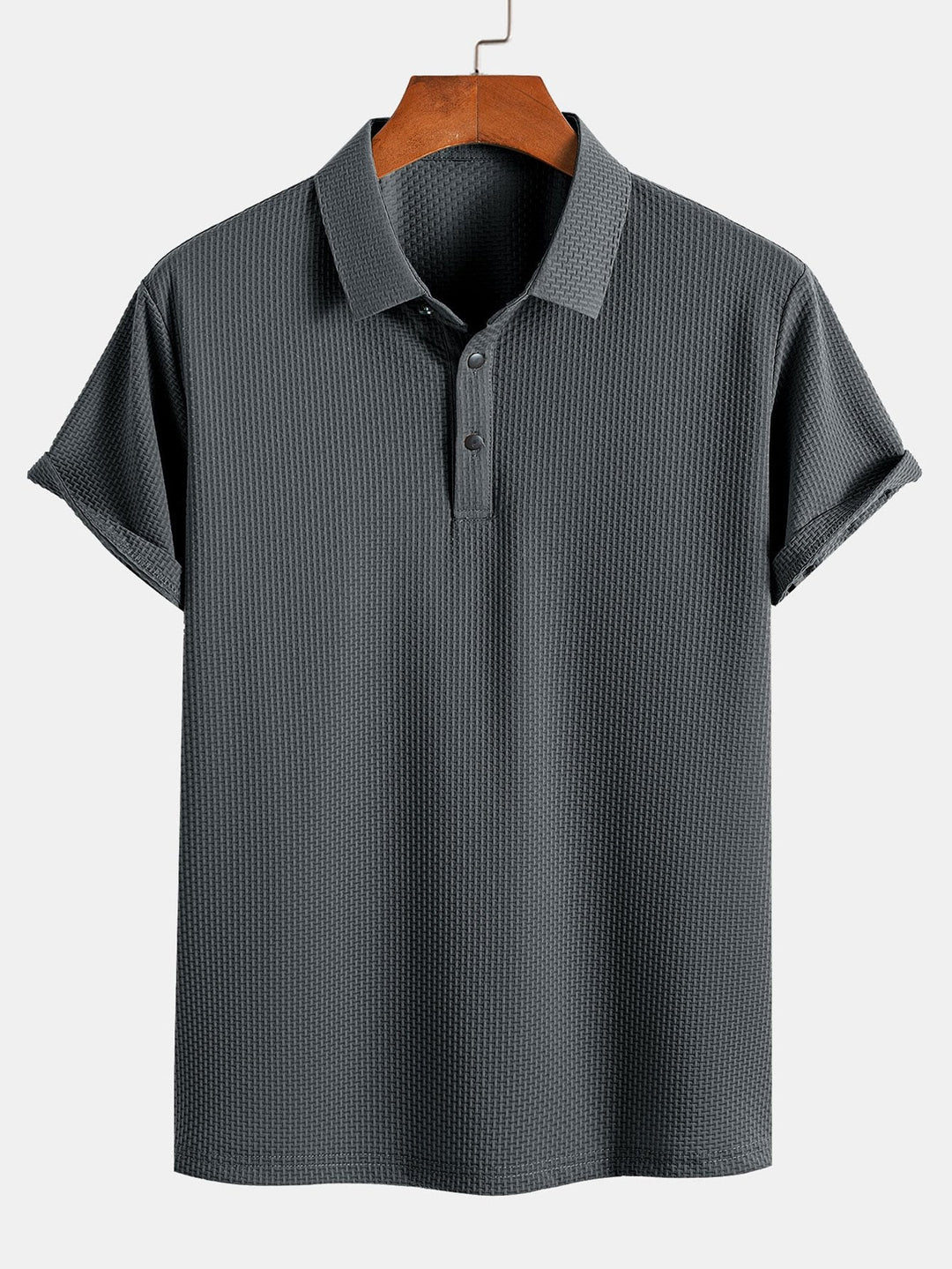 Textured Polo Shirt with Short Sleeves