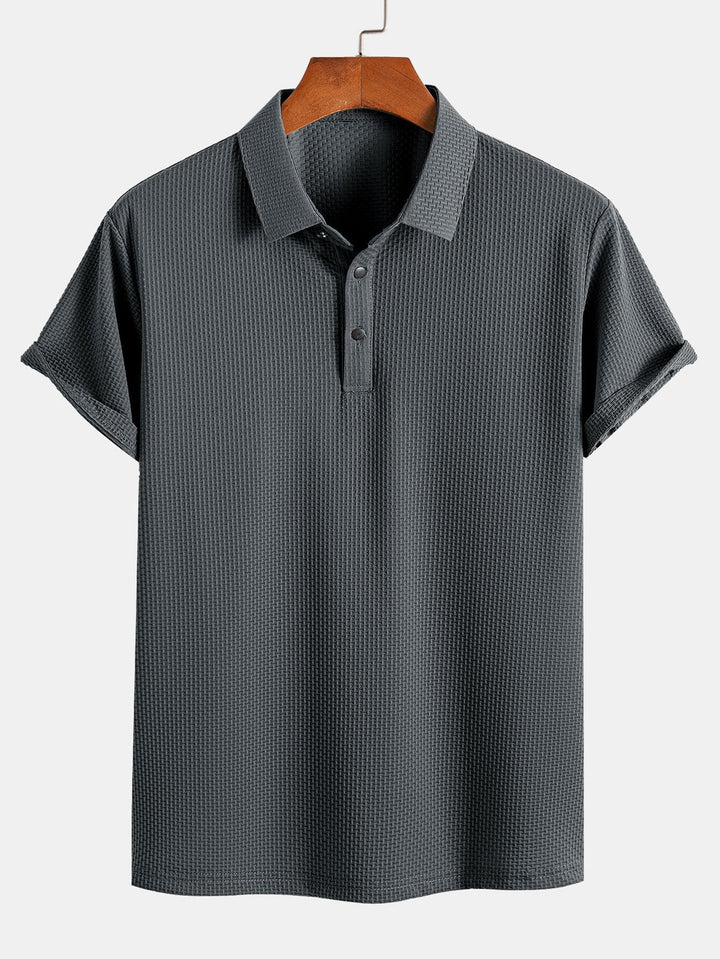 Textured Polo Shirt with Short Sleeves
