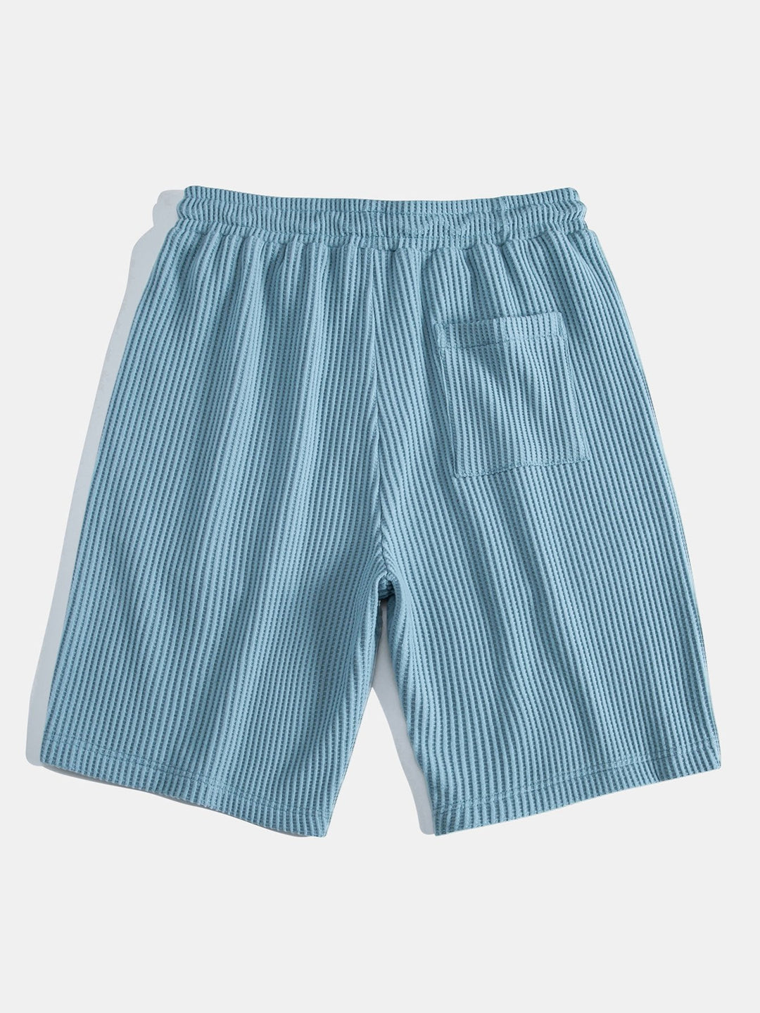 Waffle Johnny Collar Polo With Pocket & Drawstring Knitted Waffle Shorts