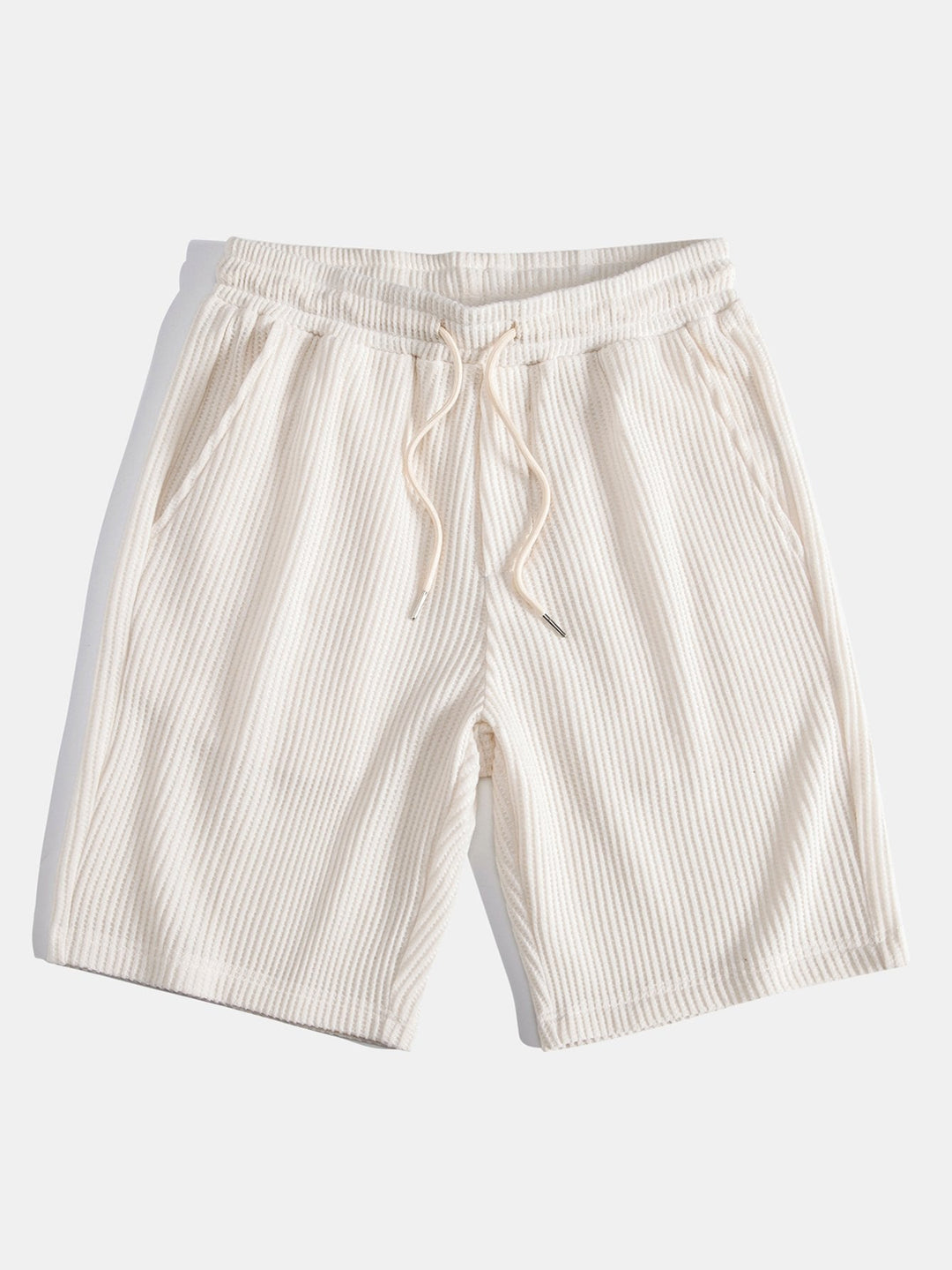 Waffle Johnny Collar Polo With Pocket & Drawstring Knitted Waffle Shorts