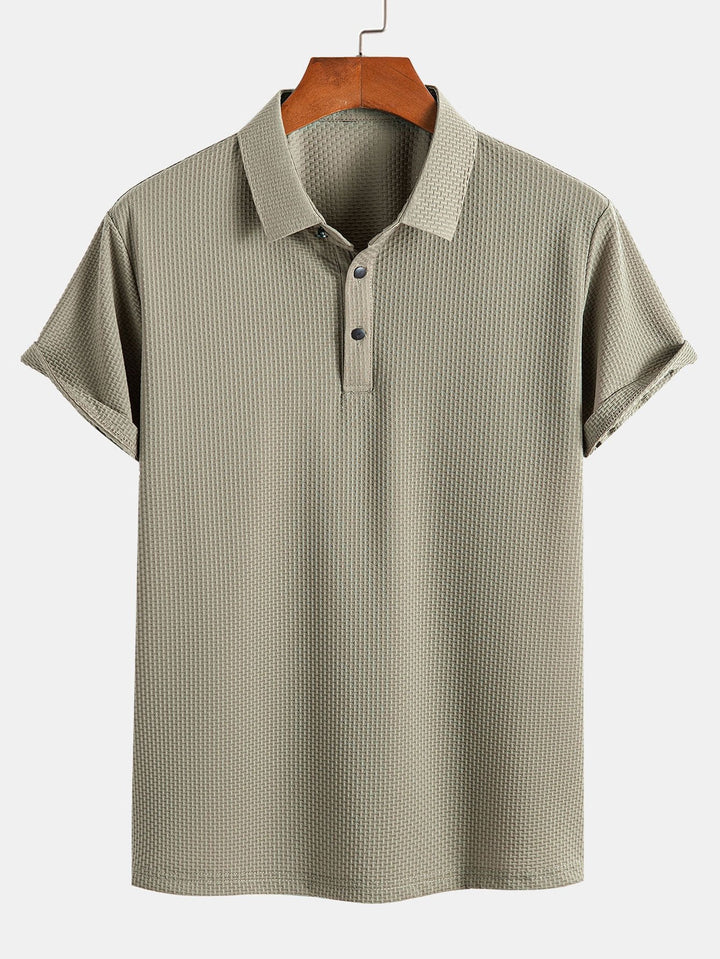 Textured Polo Shirt with Short Sleeves
