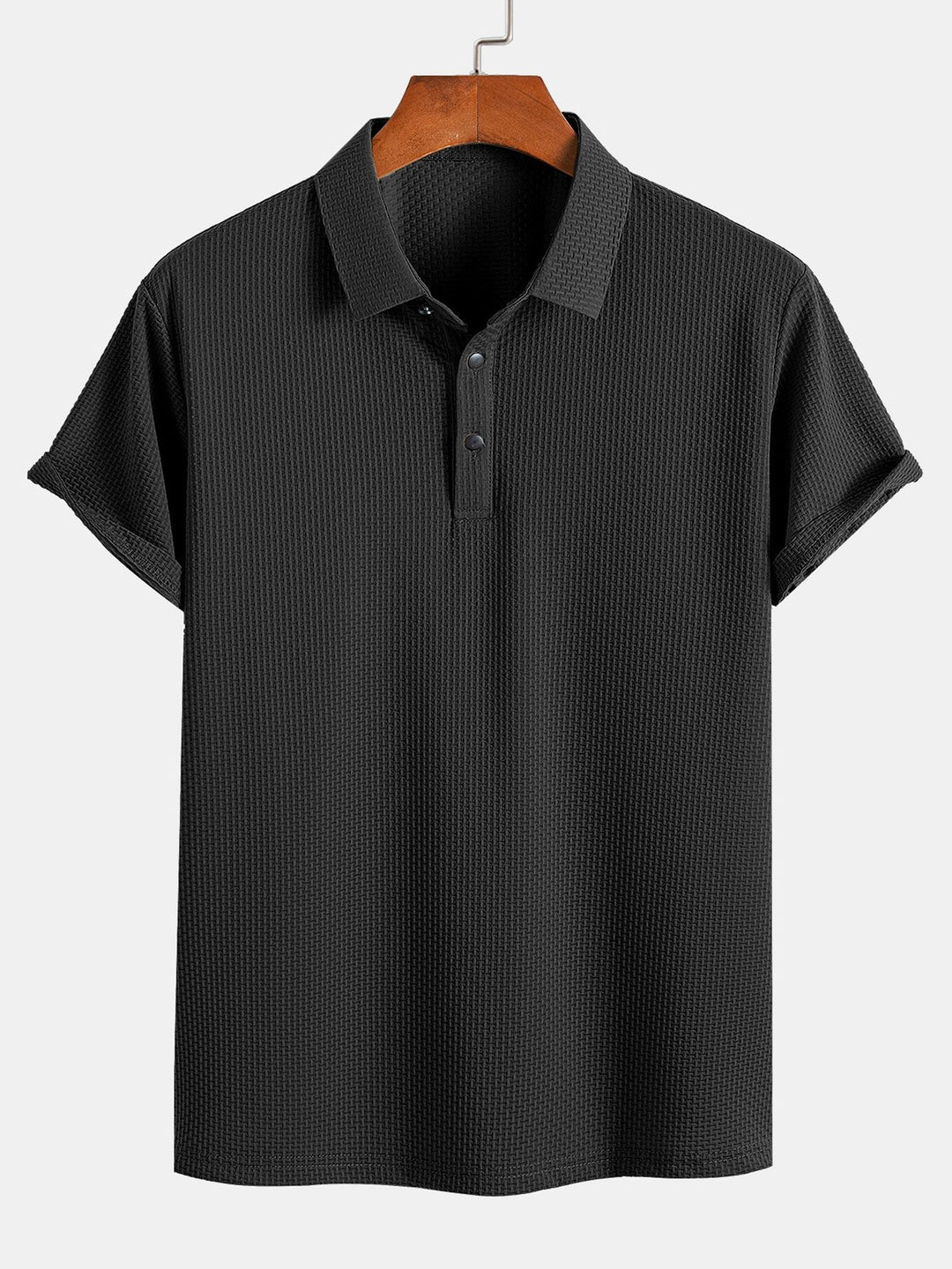 Textured Polo Shirt with Short Sleeves