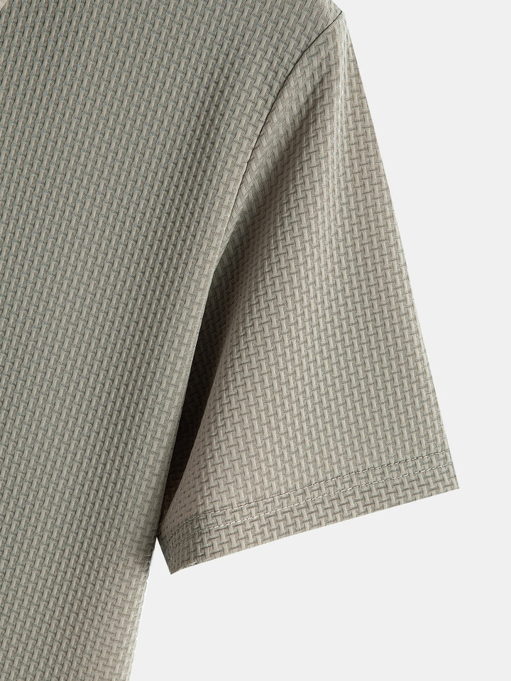 Textured Polo Shirt with Short Sleeves