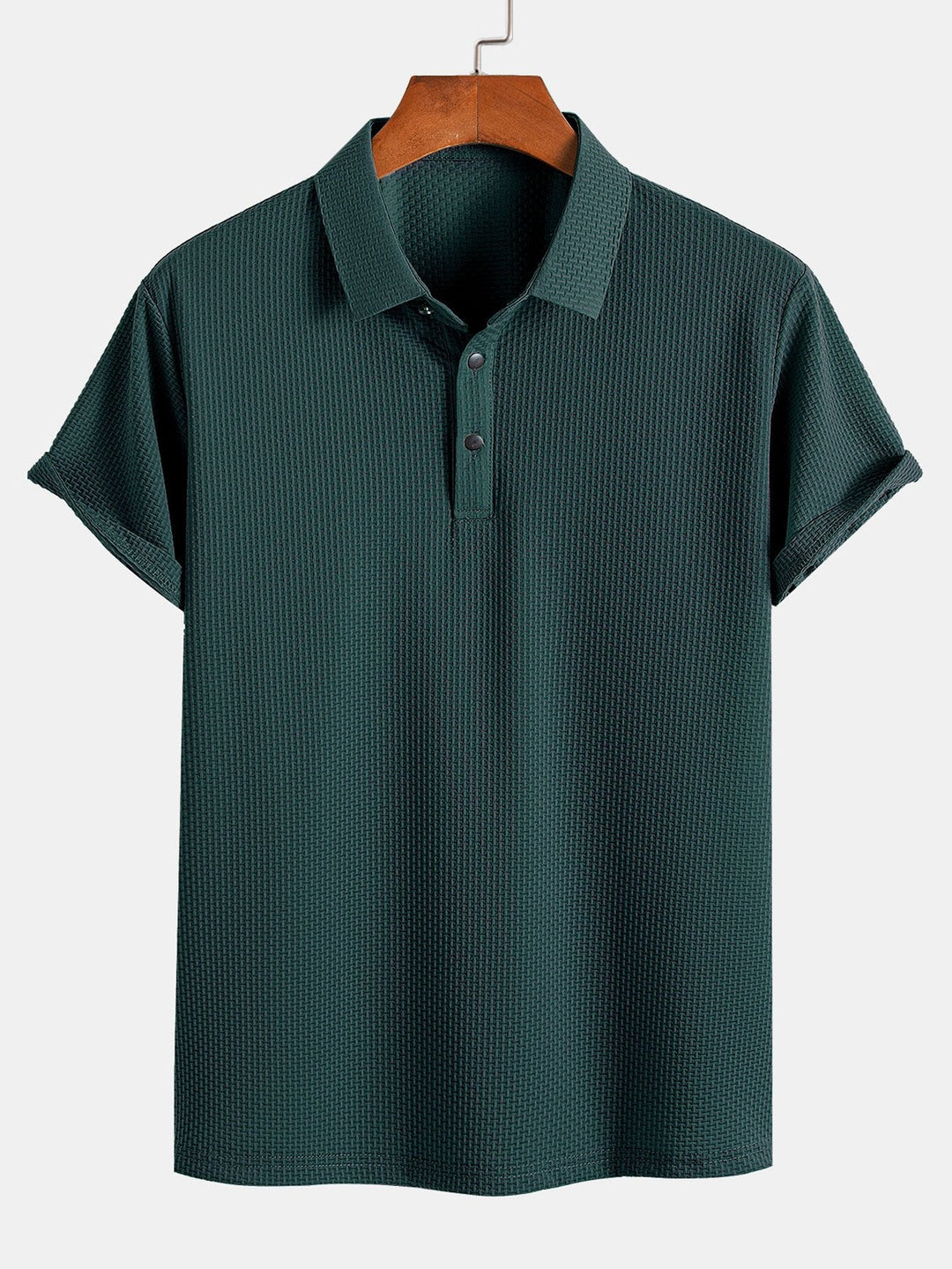 Textured Polo Shirt with Short Sleeves
