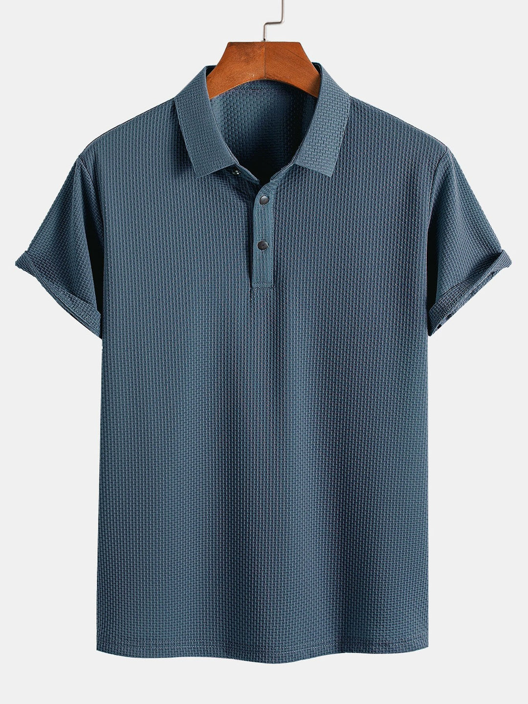 Textured Polo Shirt with Short Sleeves