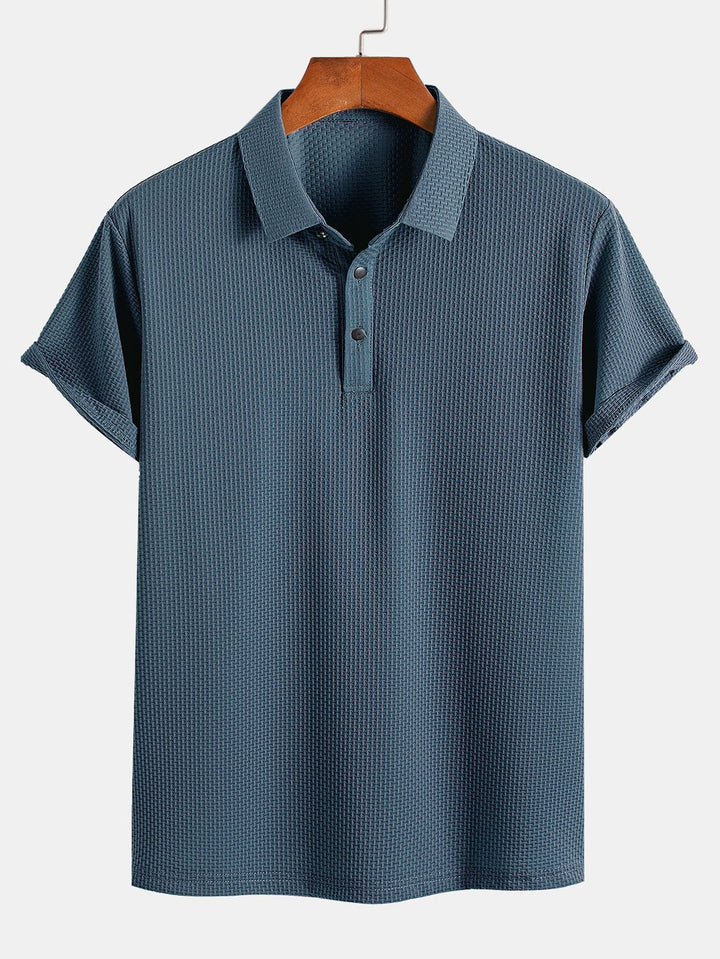 Textured Polo Shirt with Short Sleeves